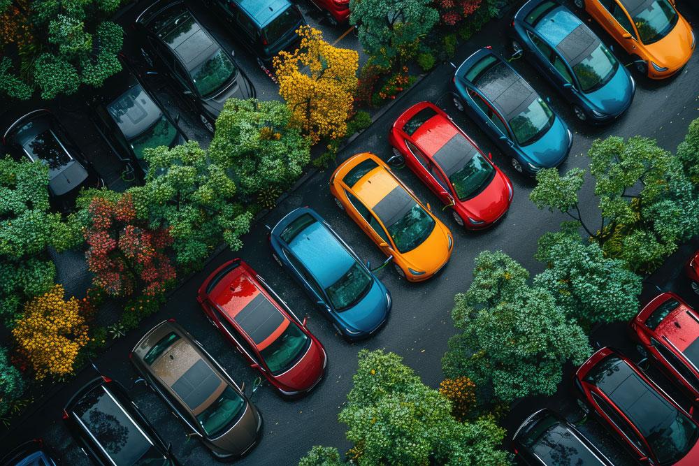 Electric cars in carpark