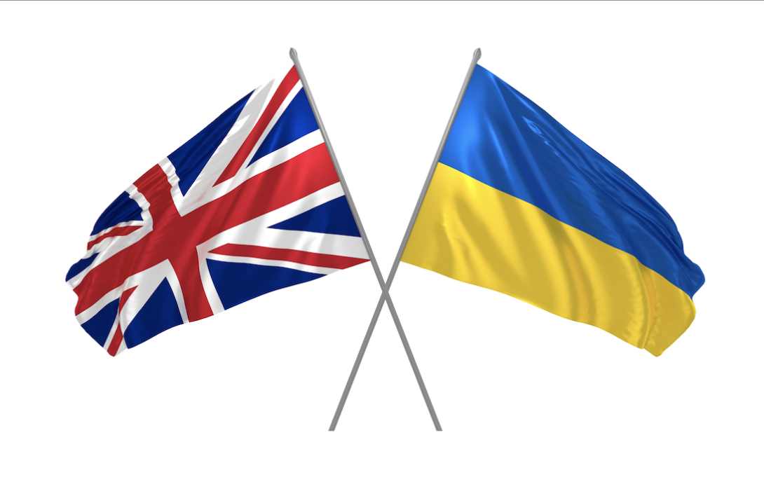 Uk and UKraine flags