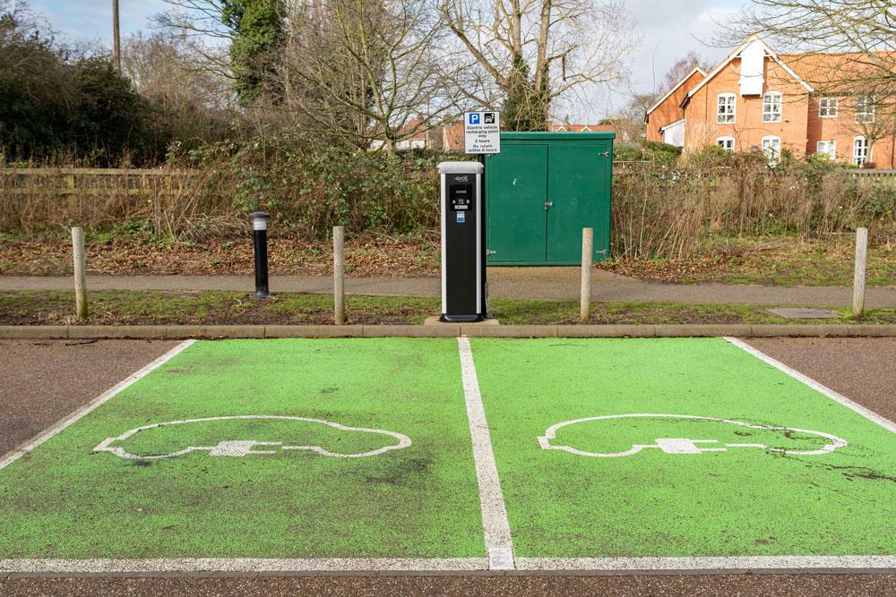 EV charging bays in car park